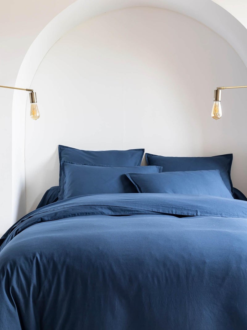 Housse de couette coton lavé Bleu marine - Kiabi