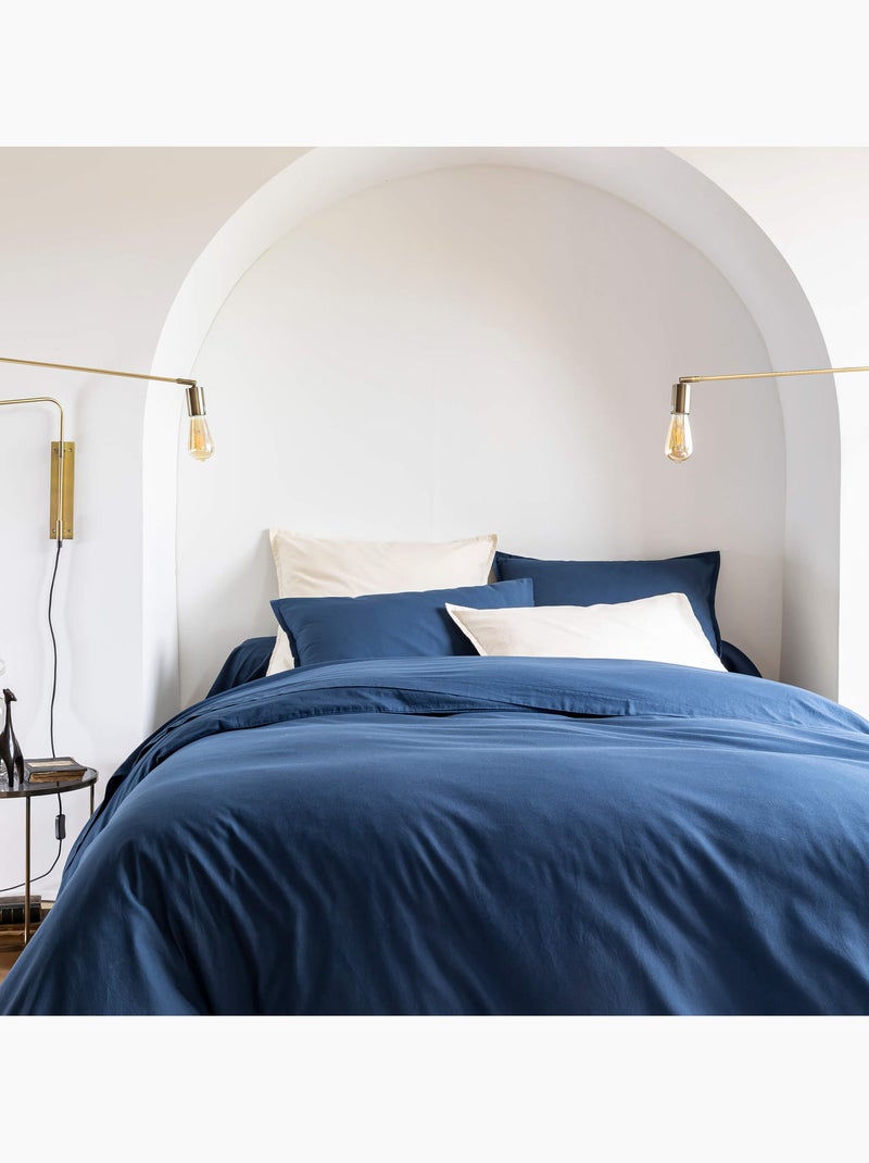 Housse de couette coton lavé Bleu marine - Kiabi