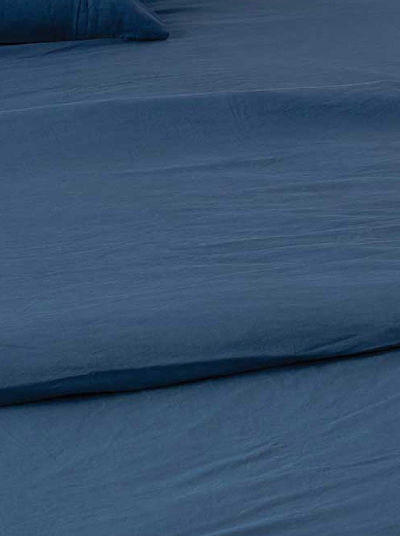 Housse de couette coton Lavé Oekotex Bleu pétrole - Kiabi