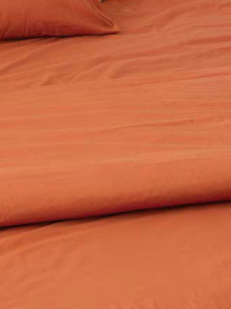 Housse de couette coton Lavé Oekotex Orange - Kiabi
