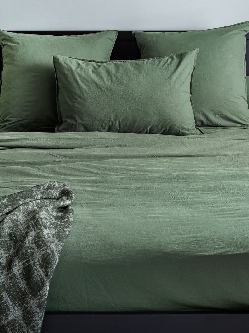 Housse de couette coton Lavé Oekotex Vert foncé - Kiabi