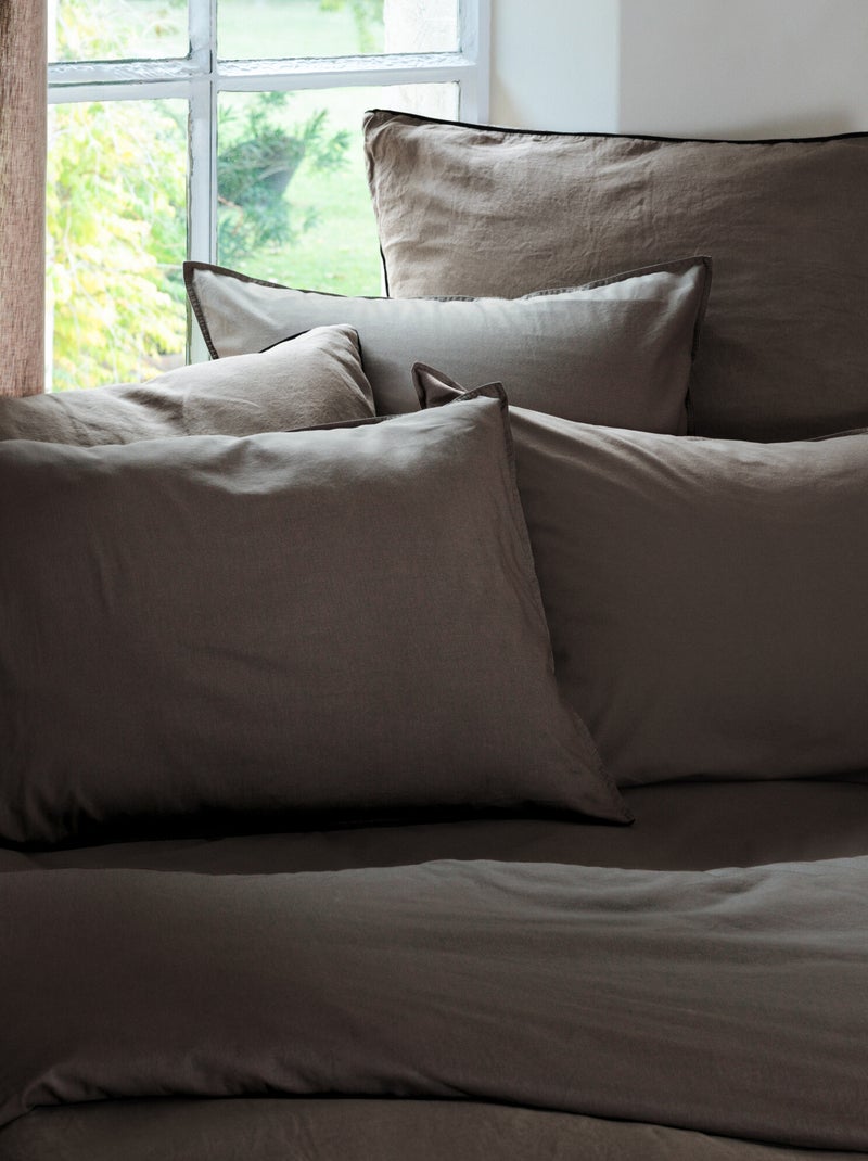 Housse de couette coton lavé PALACE Marron cappuccino - Kiabi