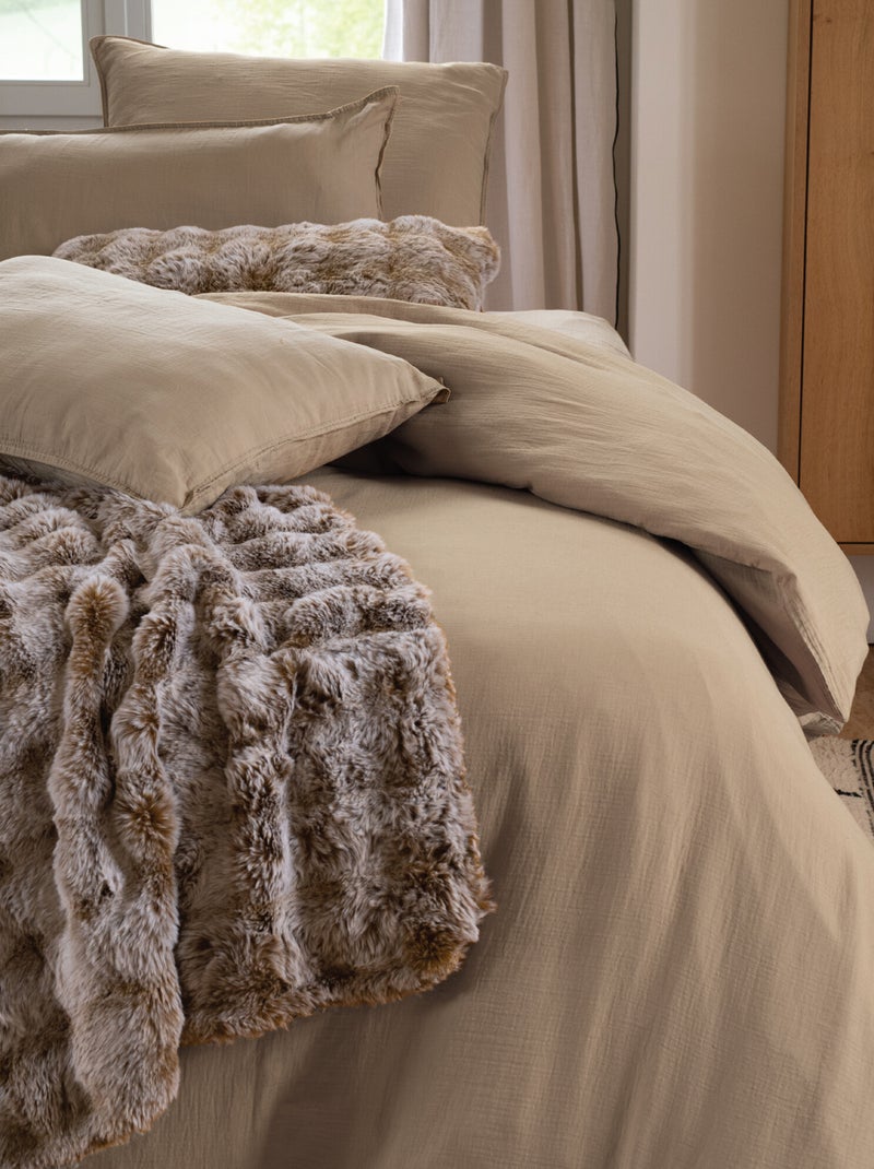 Housse de couette coton MILOS Camel - Kiabi