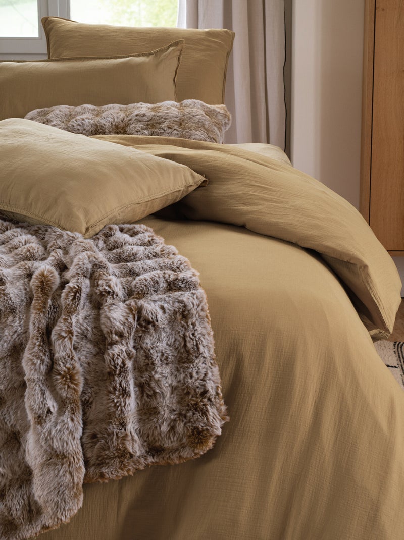 Housse de couette coton MILOS Marron cappuccino - Kiabi