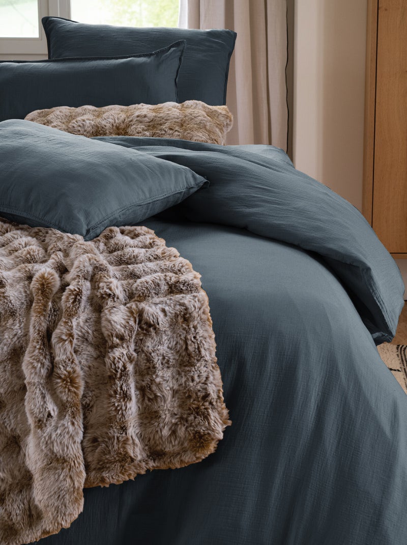 Housse de couette coton MILOS Noir mat - Kiabi