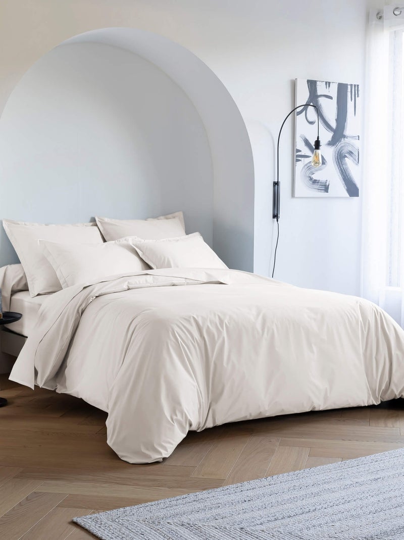 Housse de couette coton percale Ecru - Kiabi