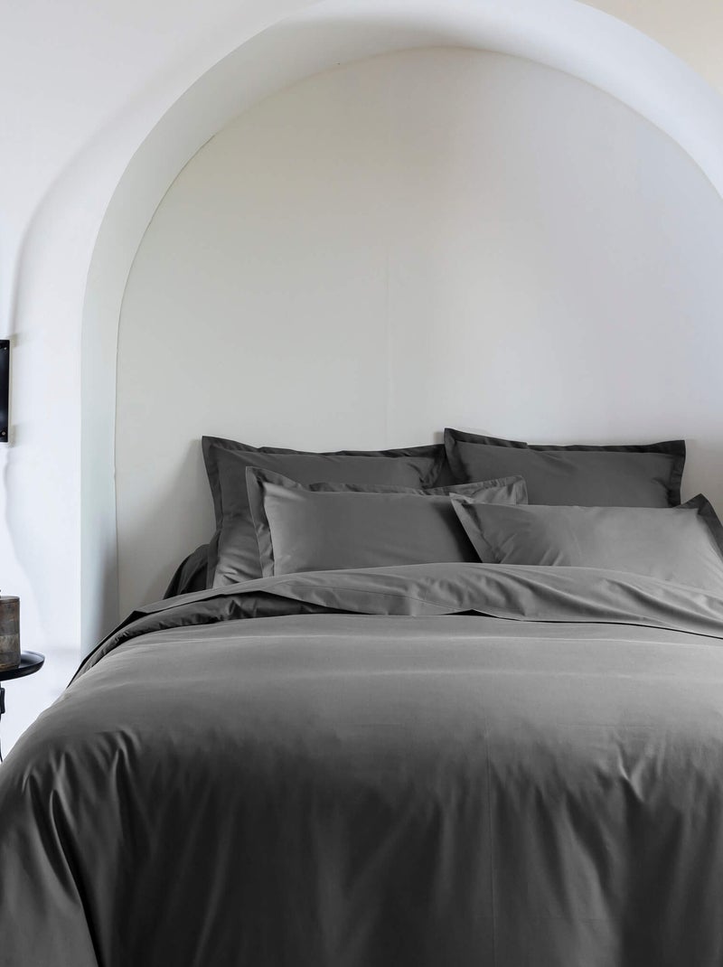 Housse de couette coton percale gris anthracite - Kiabi
