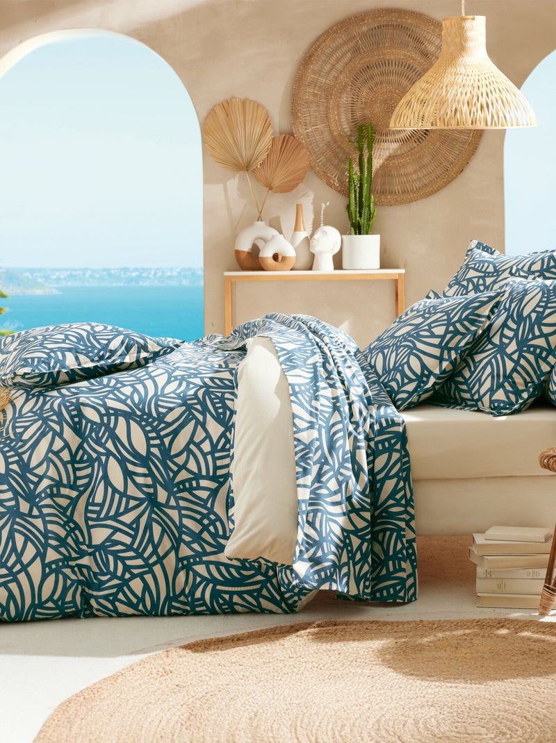 Housse de couette coton SÉRÉNA Bleu Beige - Kiabi