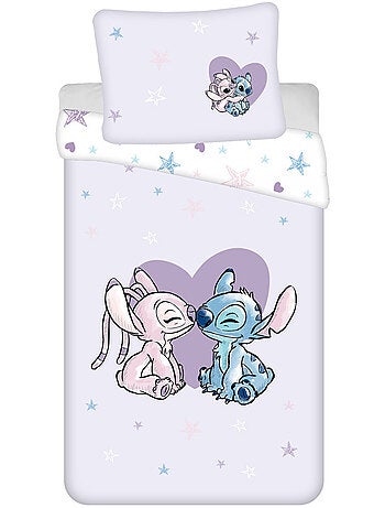 Housse de Couette coton Stitch & Angel 140x200 cm avec taie - Ensemble de lit enfant
