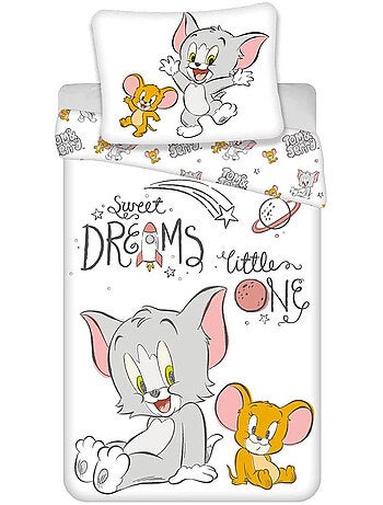 Housse de Couette coton Tom & Jerry 100x135 cm + taie d'oreille - Idéal lit évolutif