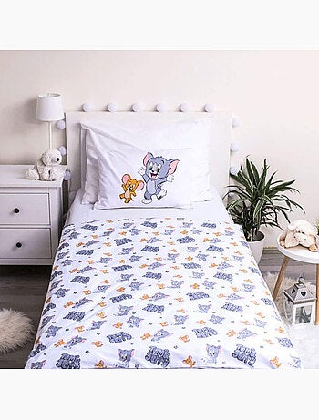 Housse de Couette coton Tom & Jerry 100x135 cm + taie d'oreille - Idéal lit évolutif