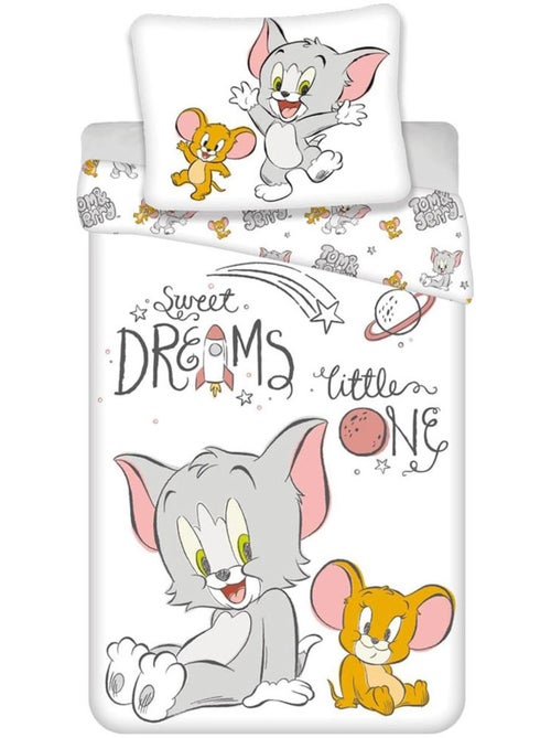 Housse de Couette coton Tom & Jerry 100x135 cm  + taie d'oreille - Idéal lit évolutif - Kiabi