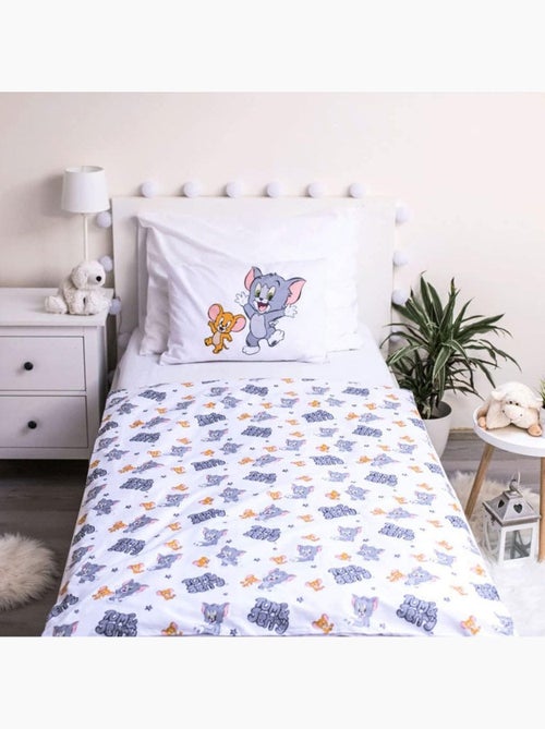 Housse de Couette coton Tom & Jerry 100x135 cm  + taie d'oreille - Idéal lit évolutif - Kiabi