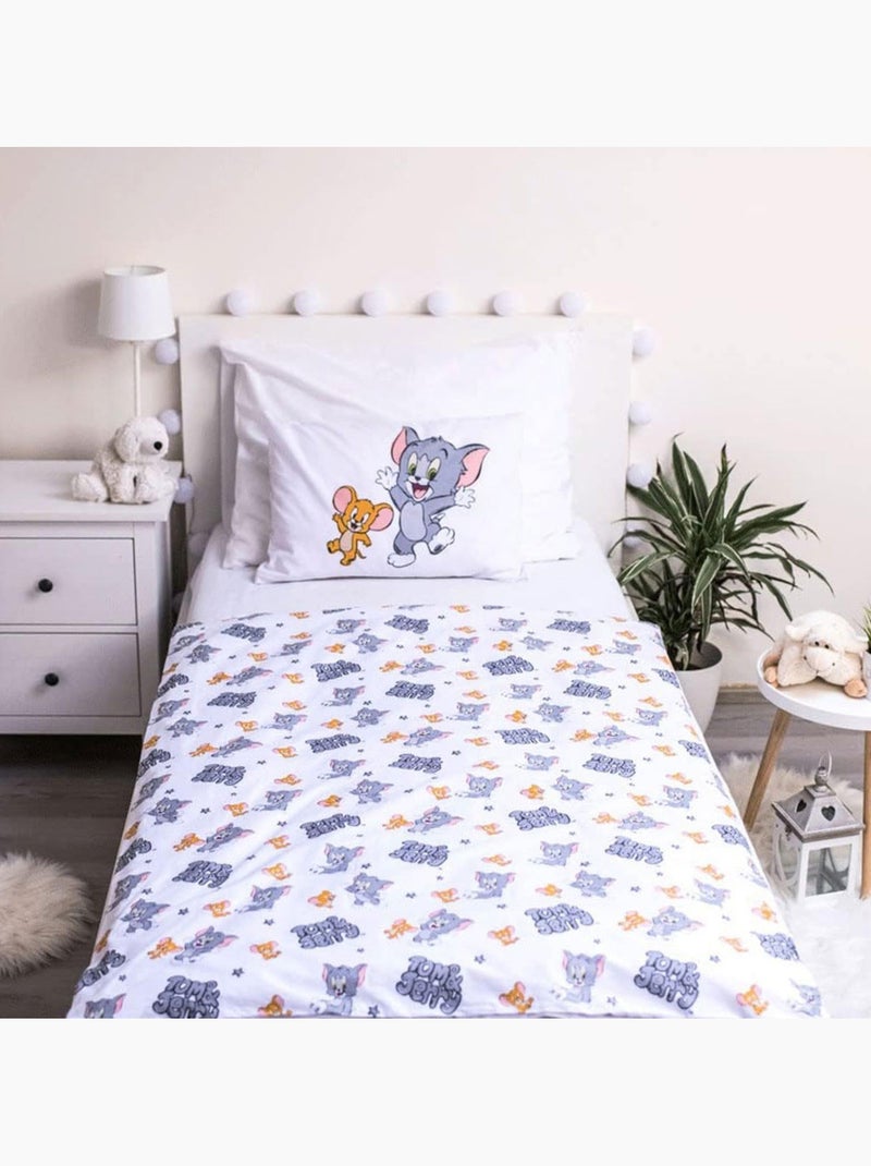 Housse de Couette coton Tom & Jerry 100x135 cm  + taie d'oreille - Idéal lit évolutif Multicolore - Kiabi