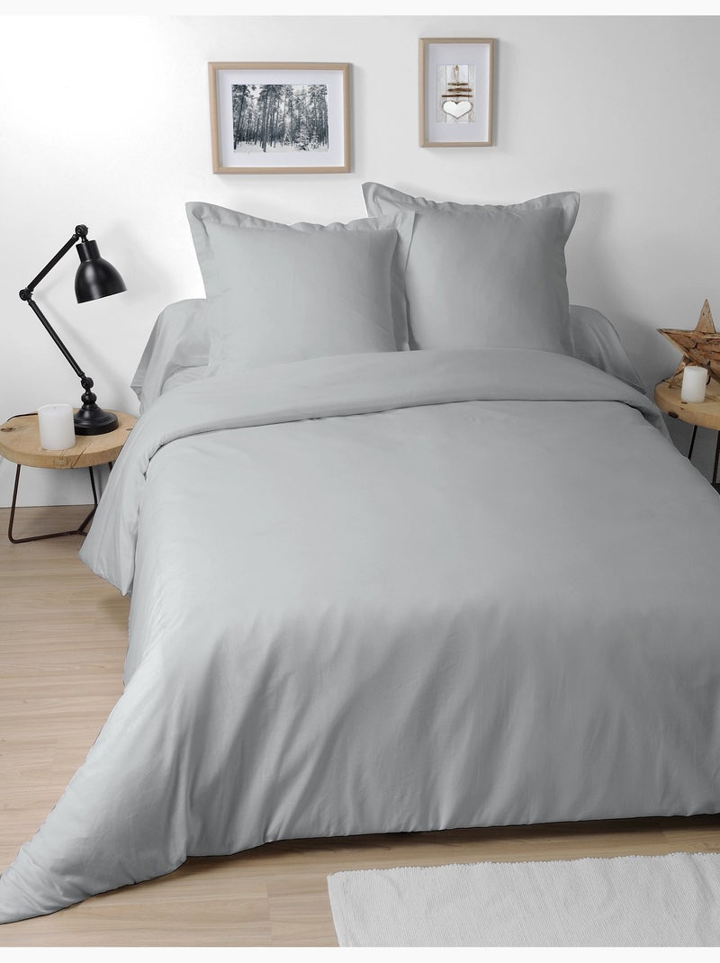 Housse de couette coton uni Alice gris anthracite - Kiabi