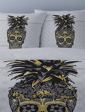 Housse de couette Crâne d'or + 2 taies coton 52 fils