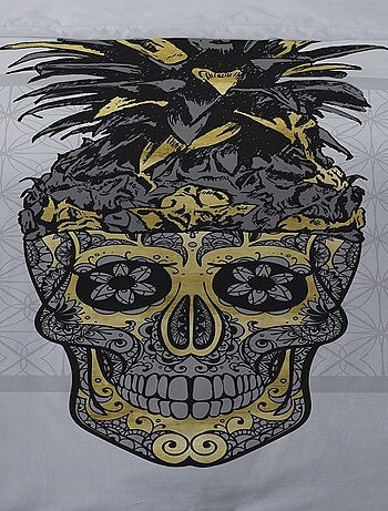 Housse de couette Crâne d'or + 2 taies coton 52 fils