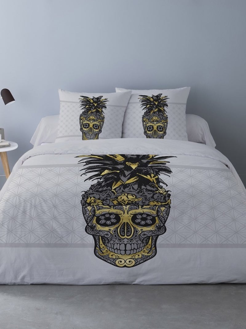 Housse de couette Crâne d'or + 2 taies coton 52 fils Gris - Kiabi