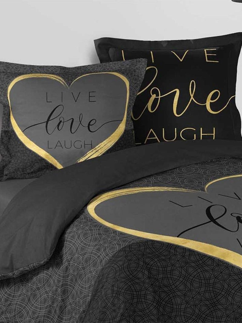 Housse de couette  Crazy Love + taie(s) 100% coton 42 fils Noir - Kiabi