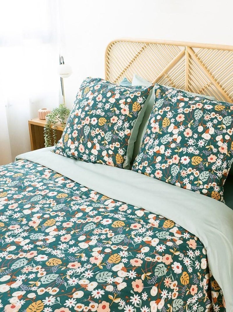 Housse de couette  Cueillette + taie(s) microfibre Bleu - Kiabi
