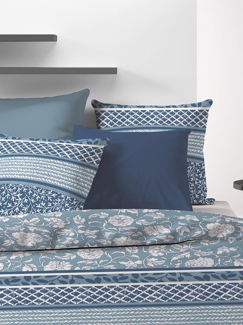Housse de couette  Debby + taie(s) coton bio 57 fils Bleu - Kiabi
