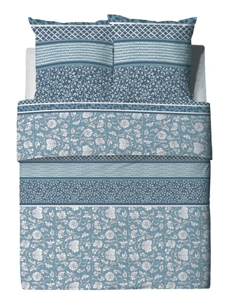 Housse de couette  Debby + taie(s) coton bio 57 fils Bleu - Kiabi