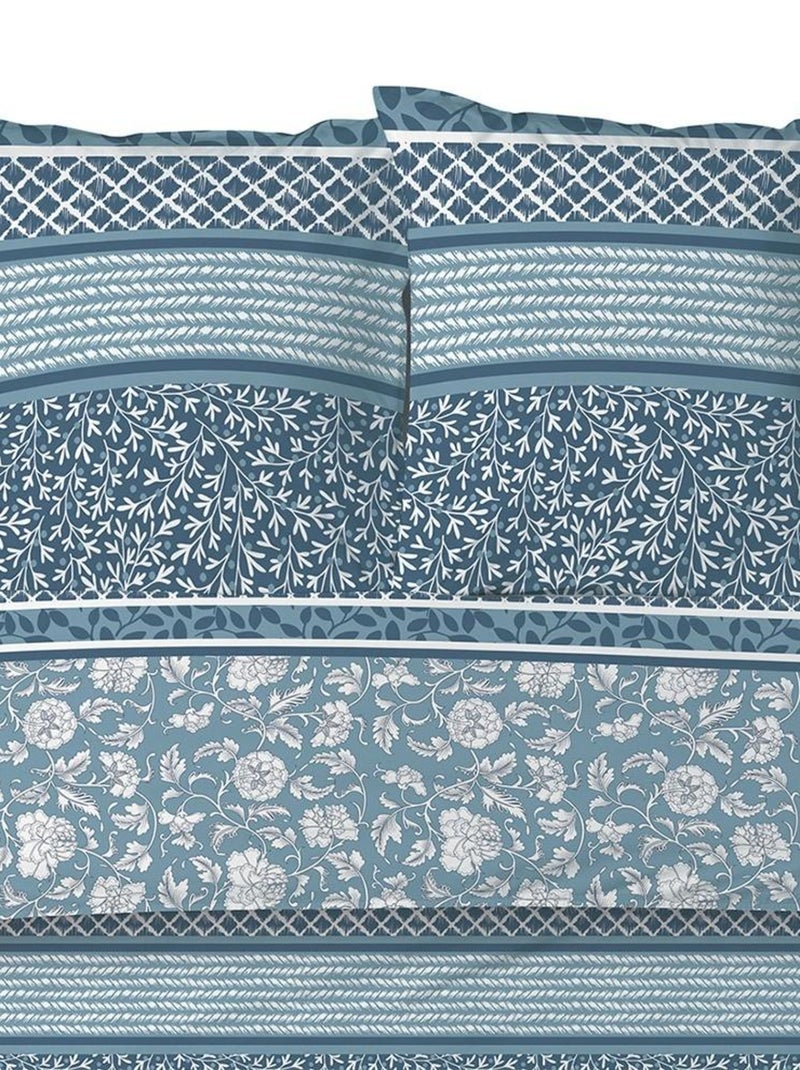 Housse de couette  Debby + taie(s) coton bio 57 fils Bleu - Kiabi