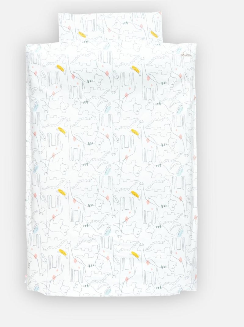 Housse de couette dinosaures en popeline, 140 x 200 cm Blanc - Kiabi