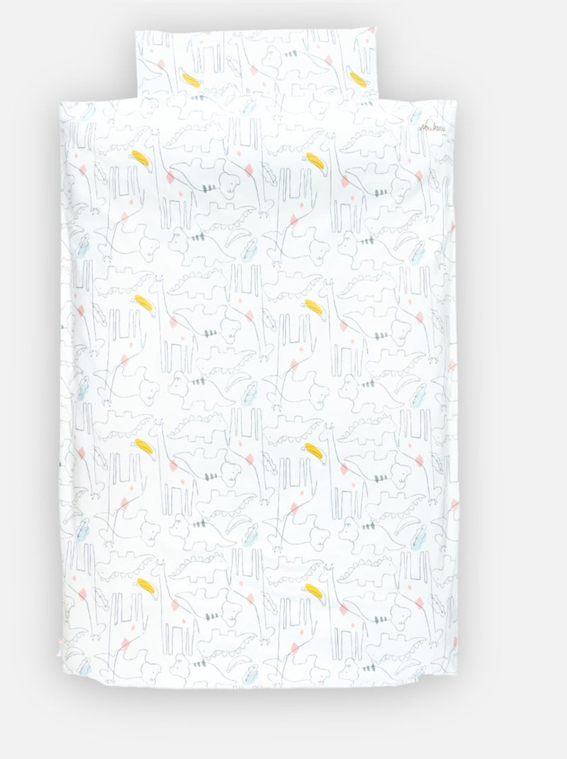 Housse de couette dinosaures en popeline, 140 x 200 cm Noukie's Blanc - Kiabi
