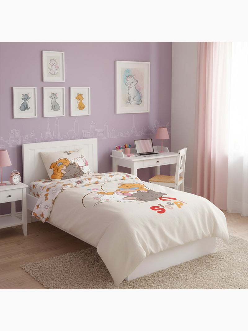 Housse de couette Disney Aristochats Marie Berlioz et Toulouse 140x200 cm - 100% Coton Bleu - Kiabi
