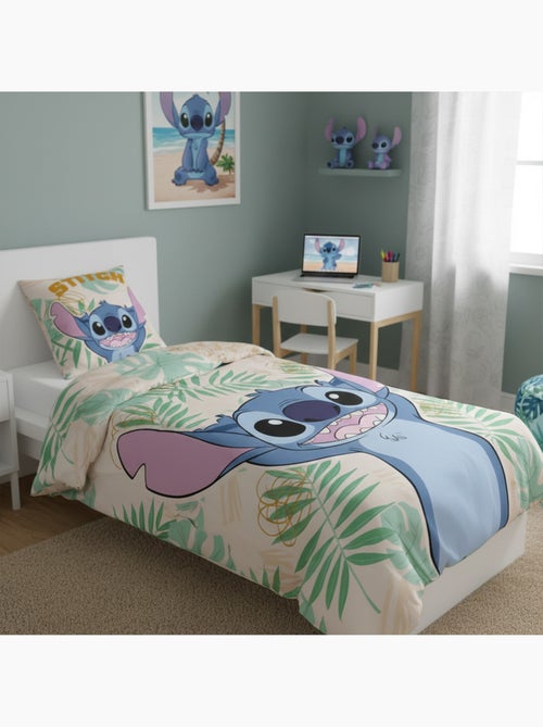 Housse de couette Disney Lilo et Stitch jungle 140x200 cm - 100% Coton - Beige - Kiabi