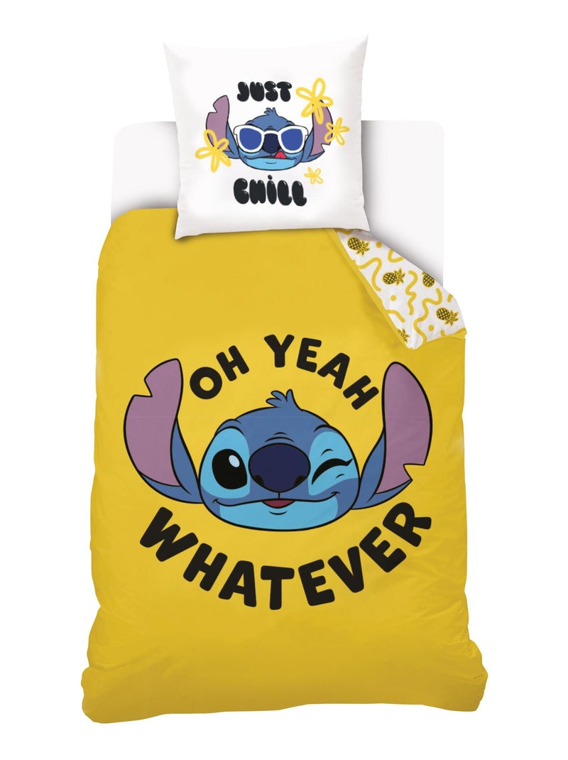 Housse de couette Disney Lilo & Stitch 140x200 cm - 100% Coton - Jaune Jaune - Kiabi