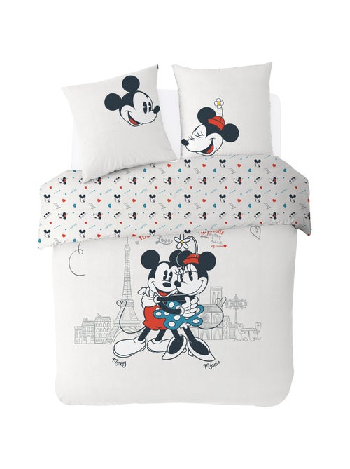 Housse de couette Disney Mickey et Minnie 220x240 cm - 100% Coton - Ecru - Kiabi