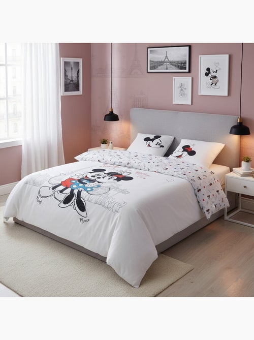 Housse de couette Disney Mickey et Minnie 220x240 cm - 100% Coton - Ecru - Kiabi