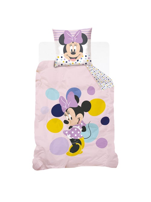 Housse de couette Disney Minnie à pois 140x200 cm - 100% Coton - Rose - Kiabi