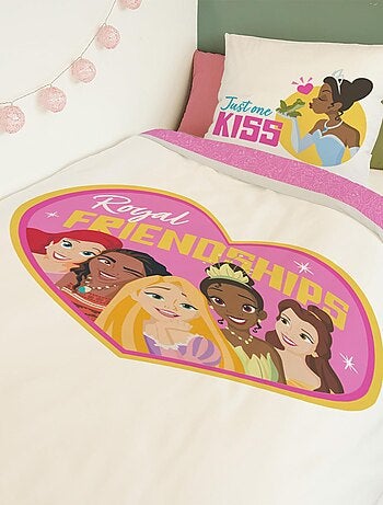 Housse de couette Disney Princesses Cœur 140x200 cm - 100% Coton - Blanc