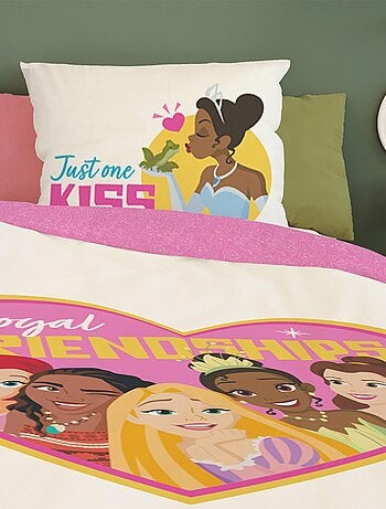 Housse de couette Disney Princesses Cœur 140x200 cm - 100% Coton - Blanc