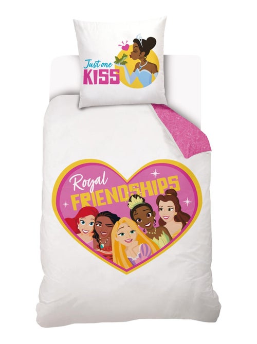 Housse de couette Disney Princesses Cœur 140x200 cm - 100% Coton - Blanc - Kiabi