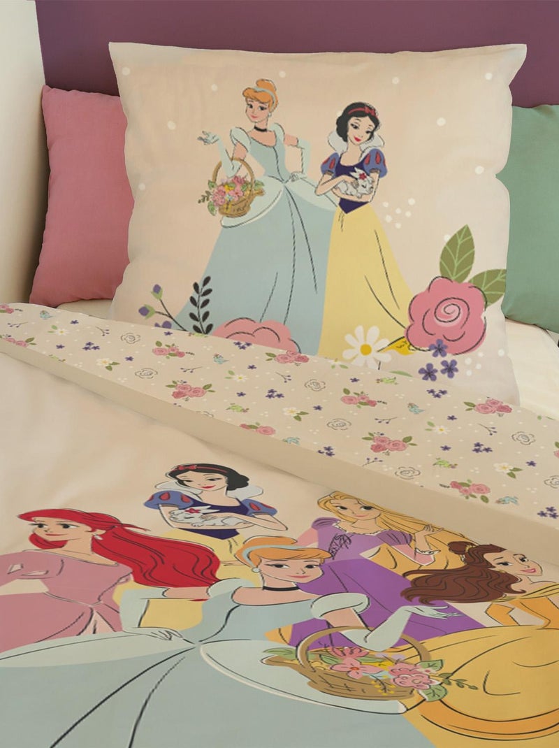 Housse de couette Disney Princesses florales 140x200 cm - 100% Coton - Beige Beige - Kiabi