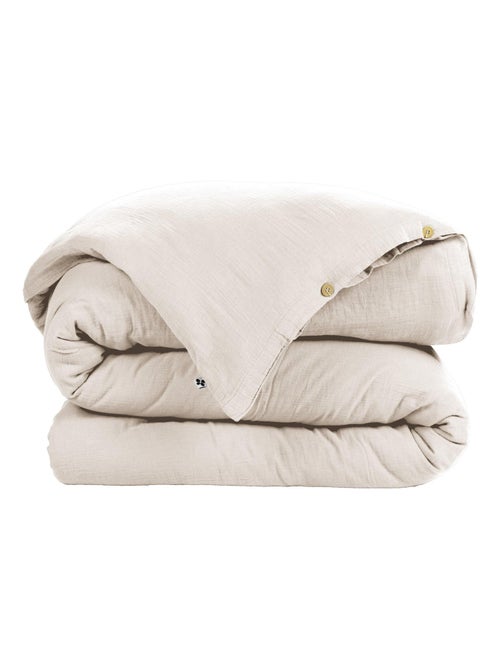 Housse de couette Double Gaze Coton 140 x 200 cm Gaia Beige - Kiabi Housse de couette Double Gaze Coton 140 x 200 cm Gaia Beige - Kiabi