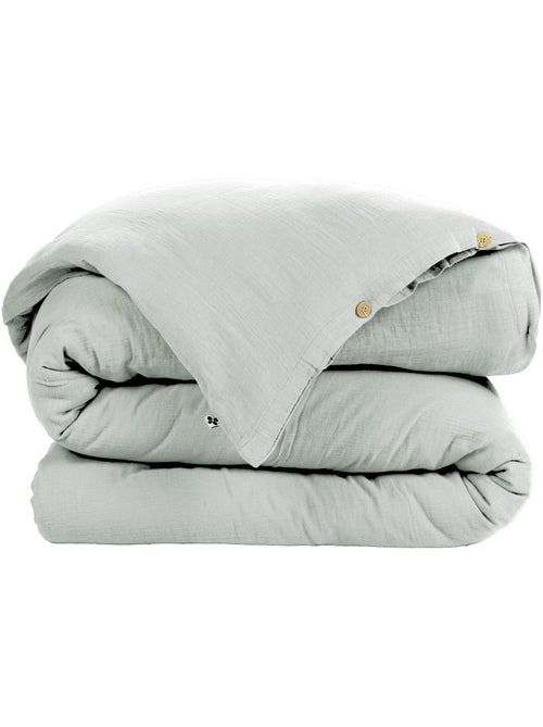 Housse de couette Double Gaze Coton 140 x 200 cm Gaia eucalyptus - Kiabi Housse de couette Double Gaze Coton 140 x 200 cm Gaia eucalyptus - Kiabi