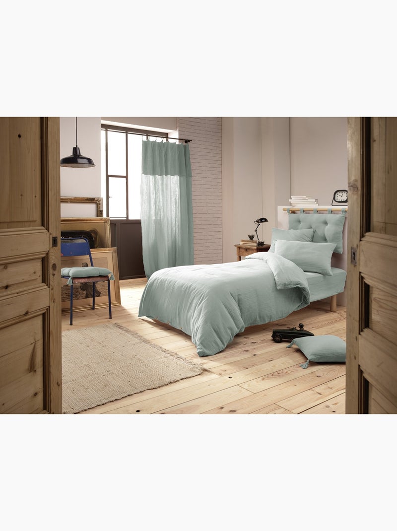 Housse de couette Double Gaze Coton 140 x 200 cm Gaia eucalyptus Vert eucalyptus - Kiabi
