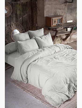 Housse de couette Double Gaze Coton Gaia Nuage 260x240cm