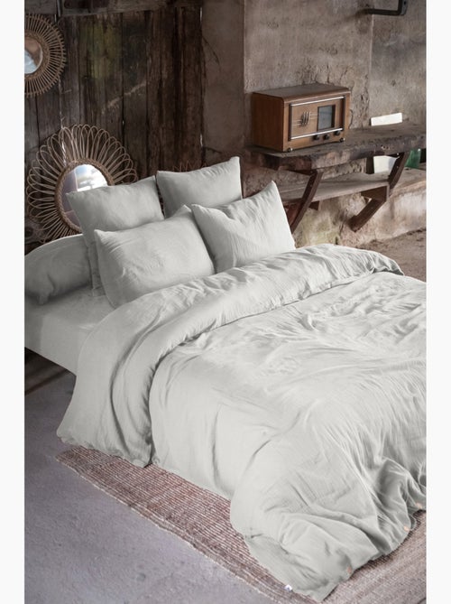 Housse de couette Double Gaze Coton 200 x 200 cm Gaia Nuage - Kiabi Housse de couette Double Gaze Coton 200 x 200 cm Gaia Nuage - Kiabi