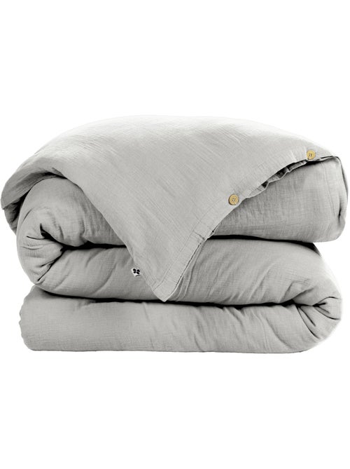 Housse de couette Double Gaze Coton 200 x 200 cm Gaia Nuage - Kiabi