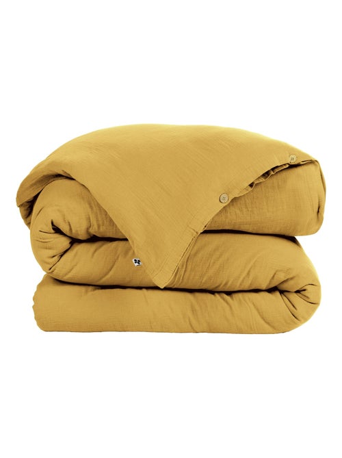 Housse de couette Double Gaze Coton Gaia Safran 260x240cm - Kiabi