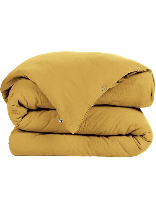 Housse de couette Double Gaze Coton Gaia Safran 260x240cm - Kiabi