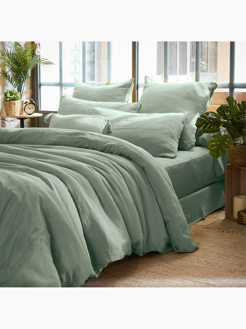 Housse de couette Double Gaze Coton Gaia Safran 260x240cm Safran - Kiabi