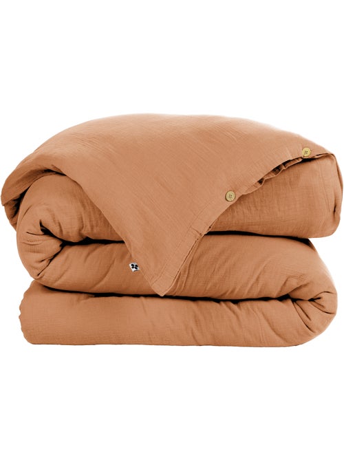 Housse de couette – Double Gaze de Coton - Finition boutons en bois - Gaïa - Kiabi