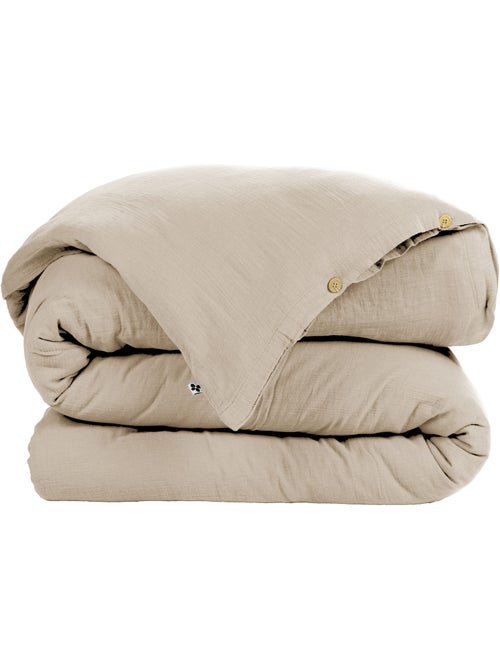 Housse de couette – Double Gaze de Coton - Finition boutons en bois - Gaïa - Kiabi